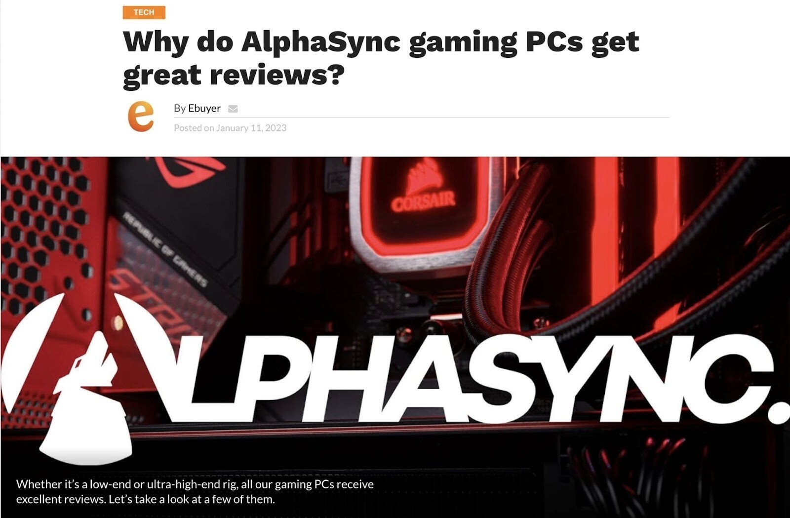 A blog on "Why do AlphaSync gaming PCs get great reviews?"