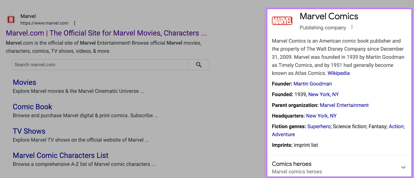 results for Marvel Comics