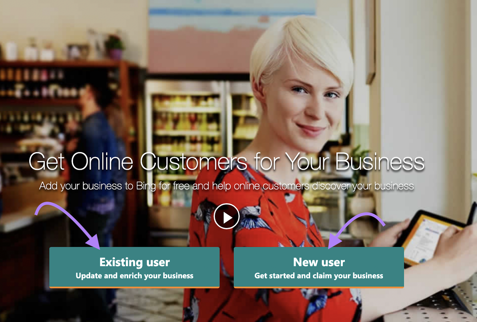 Bing Places for Business website where you can sign in to your Microsoft account