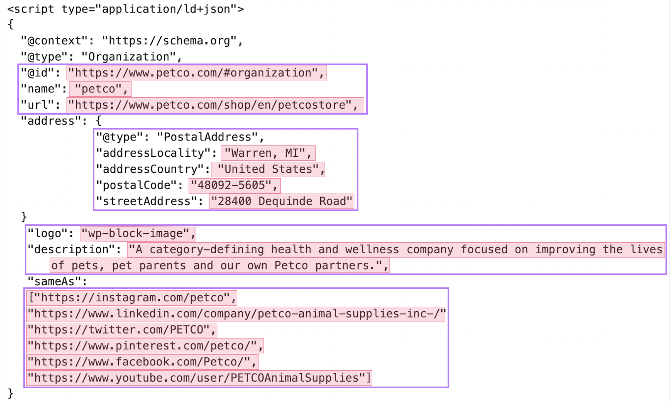 an example of JSON-LD organization schema