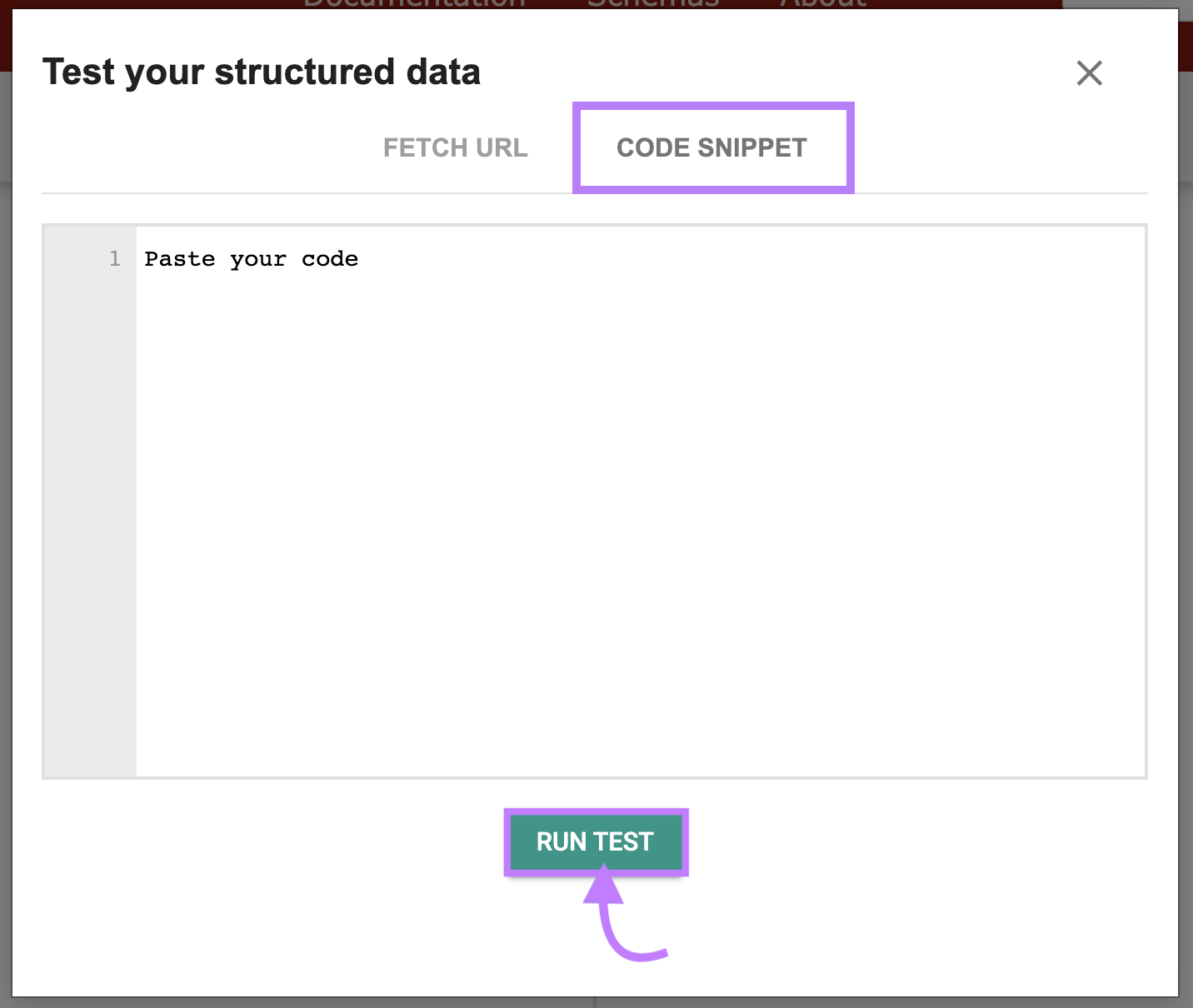 “Code snippet” tab in Schema.org validator