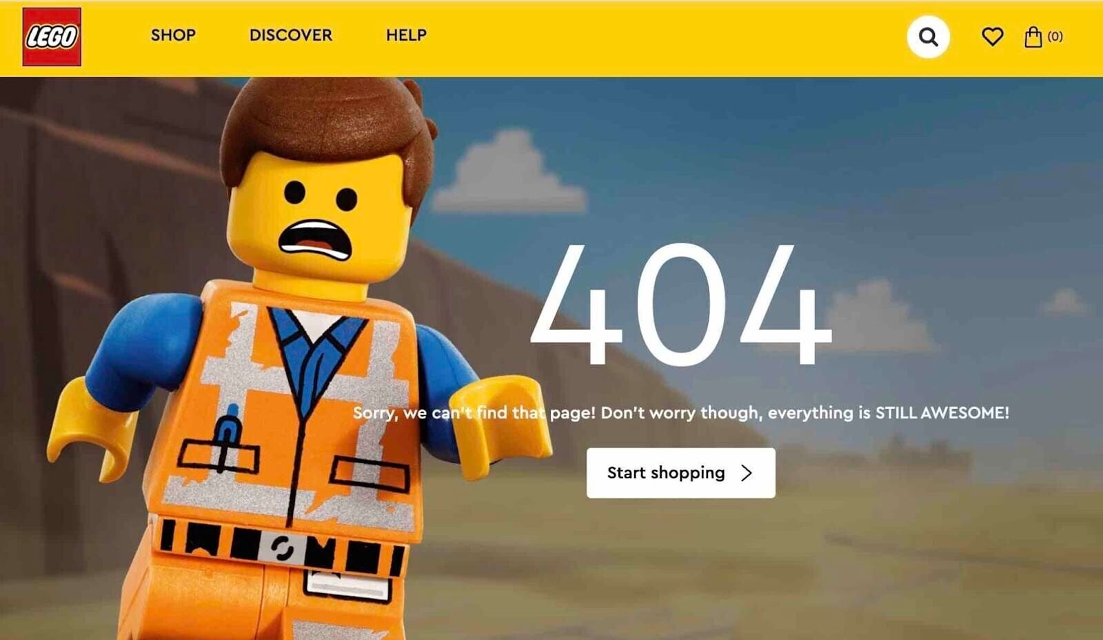 a page from Lego with 404 error