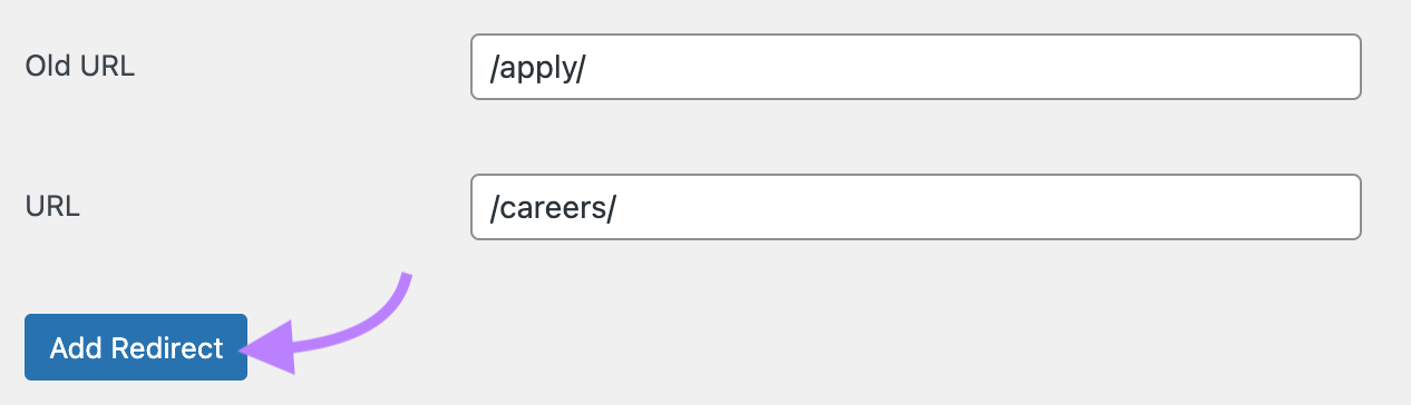 "old URL" and "URL" fields