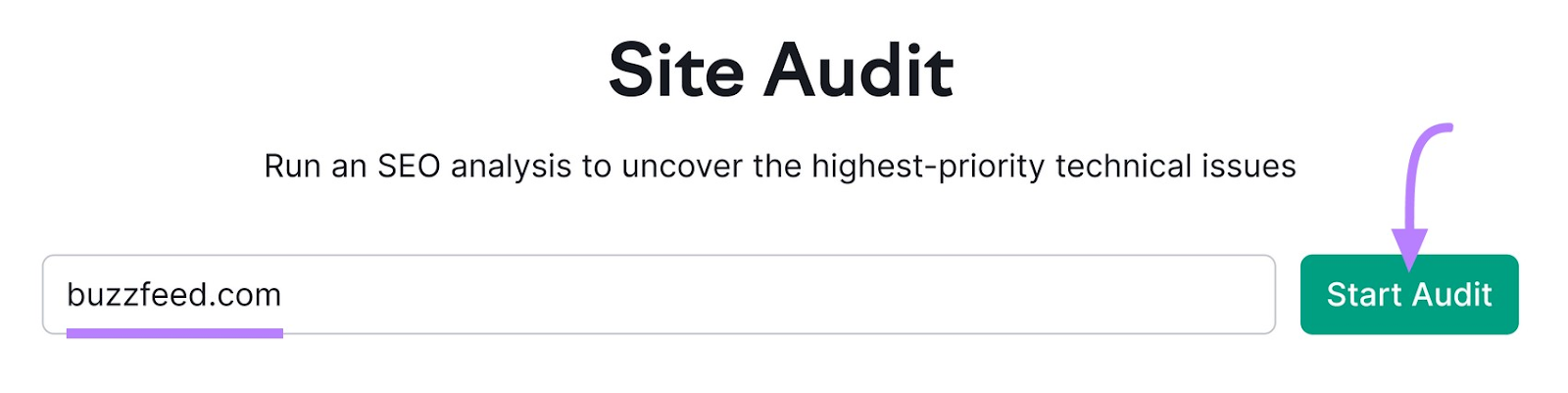 search for "buzzfeed.com" in Site Audit tool