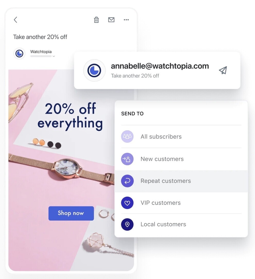 Shopify’s offers easily customizable email templates with drag-and-drop editor