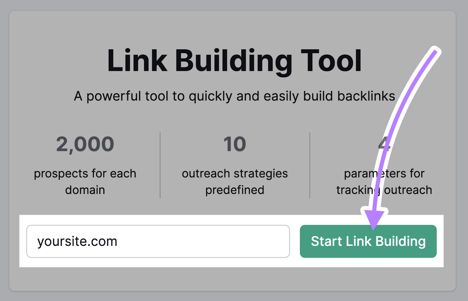 Link Building Tool search bar