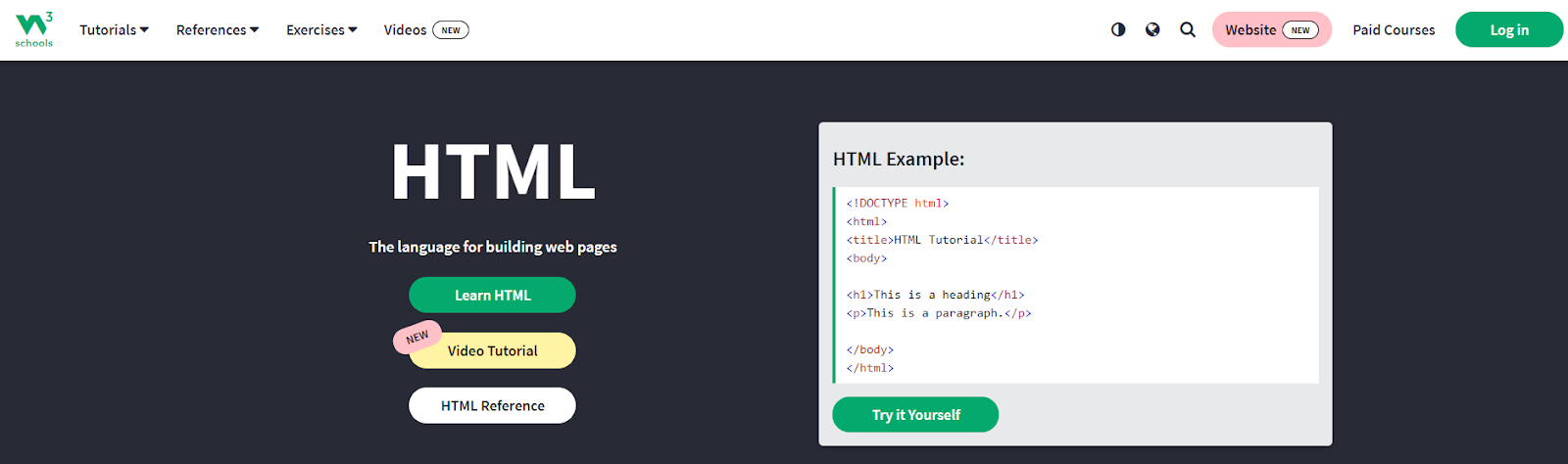 W3Schools HTML tutorial