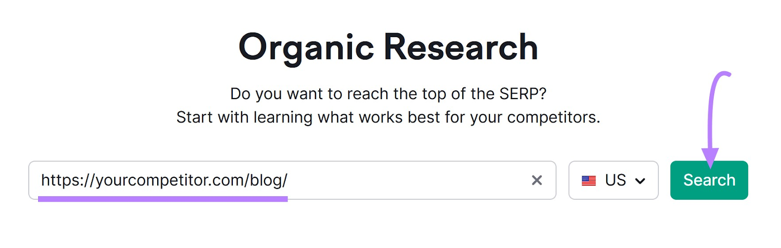 Organic Research tool search bar