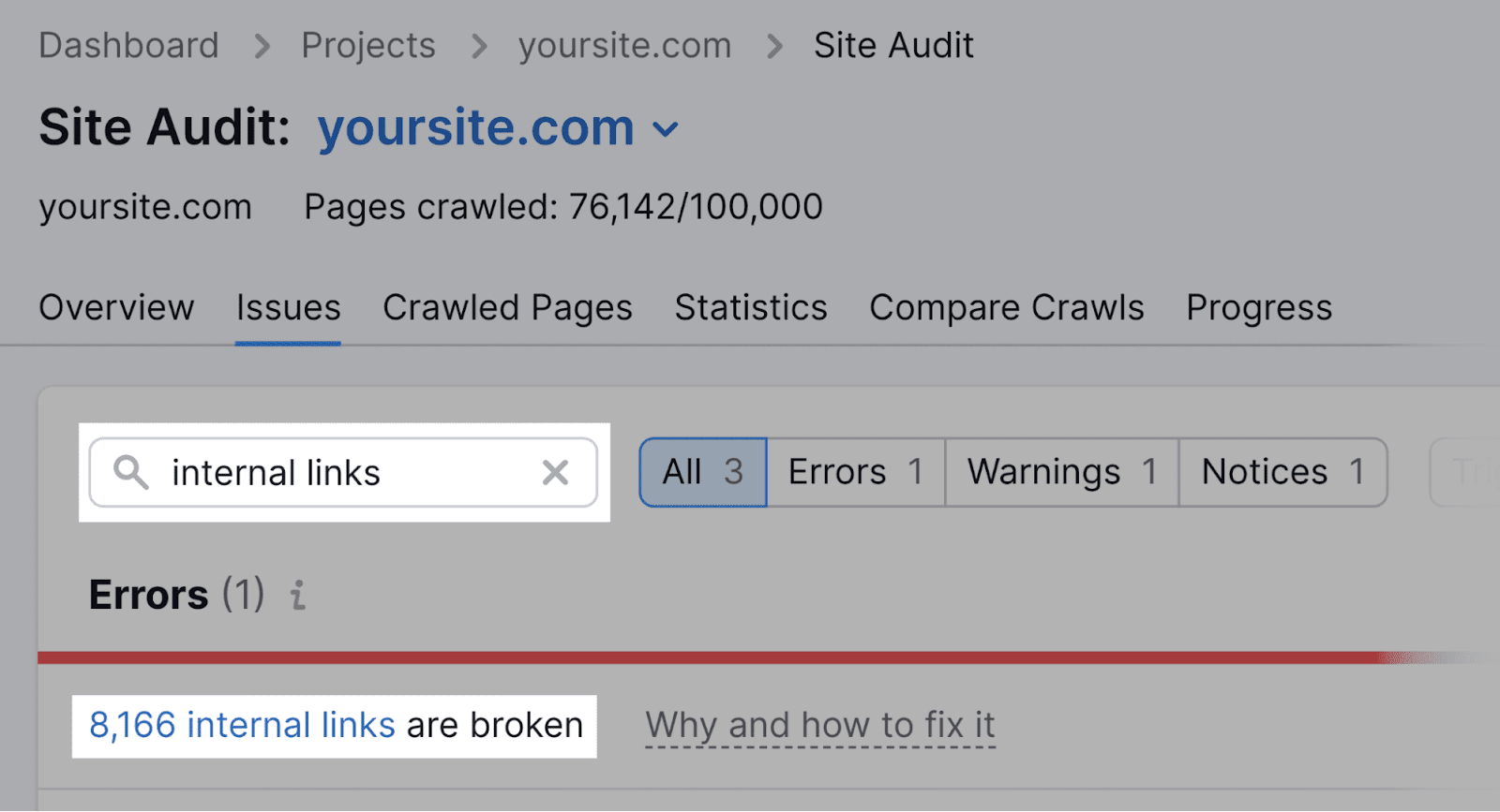 how to find broken internal links