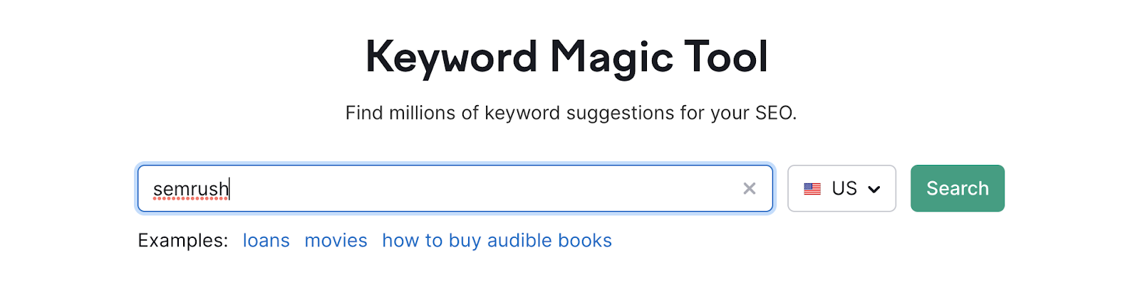 "semrush" entered in Keyword Magic Tool search bar