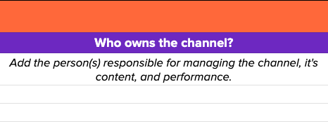 “Who owns the channel?” column of social media audit template