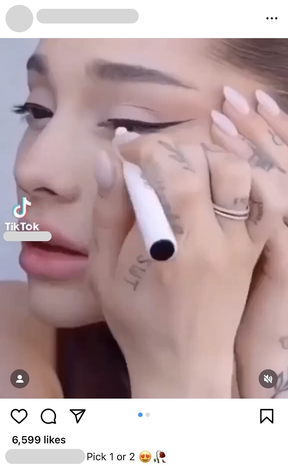 An example of a TikTok video shared on Instagram