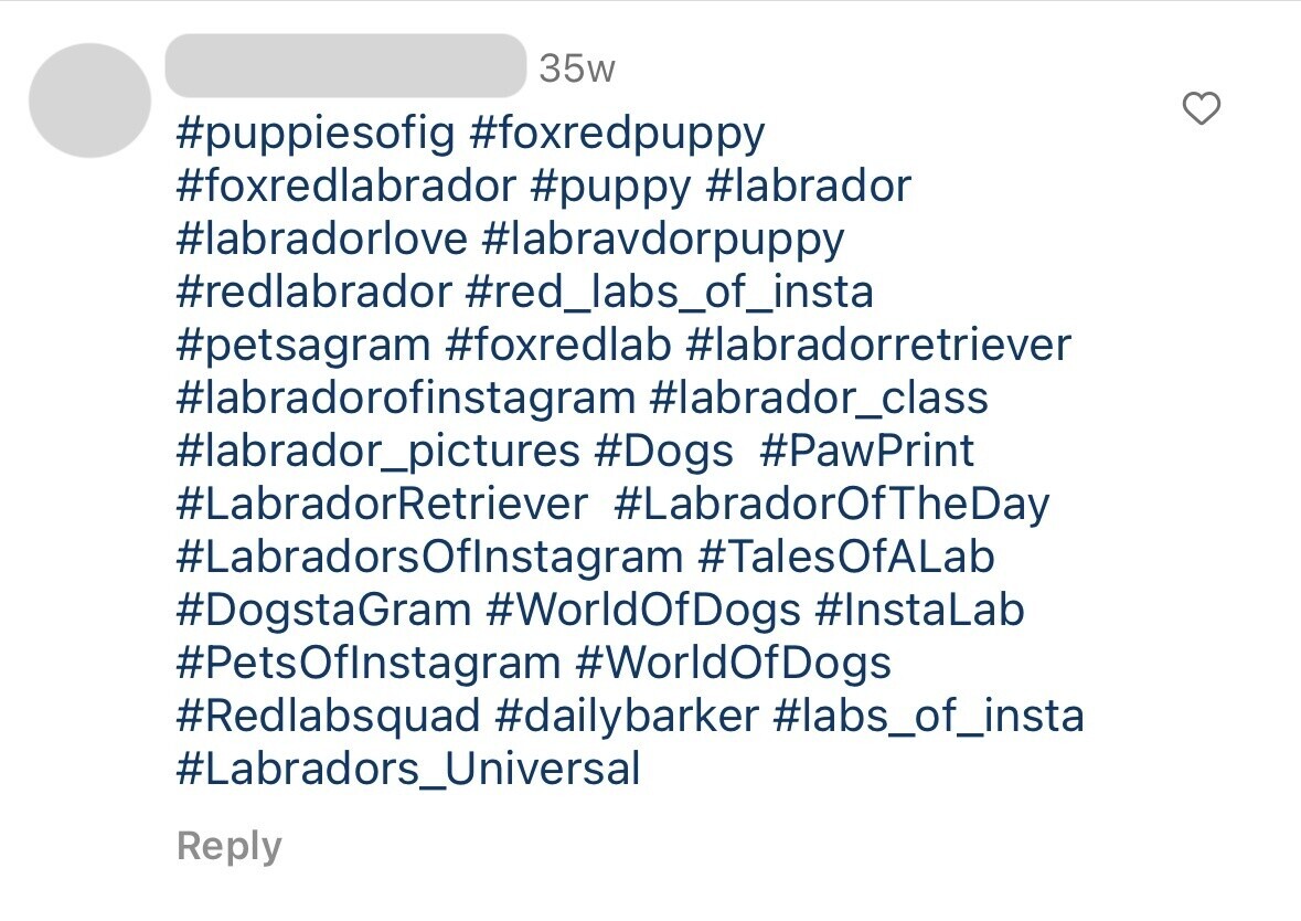 An example of using too many hashtags in a post