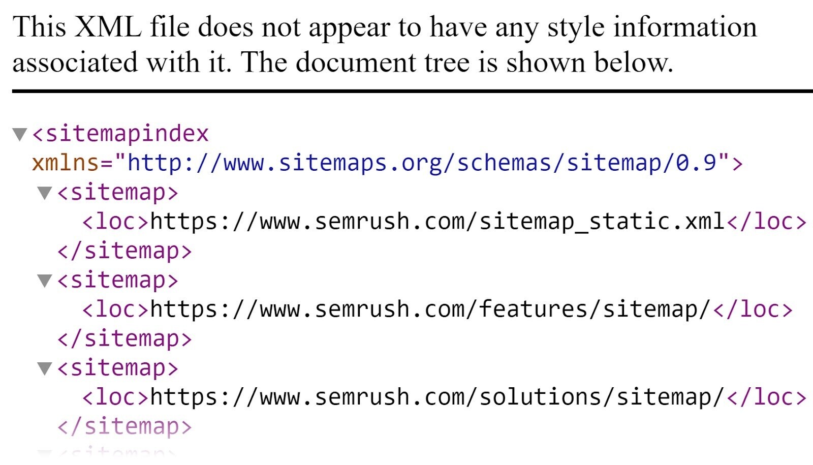 Semrush's sitemap