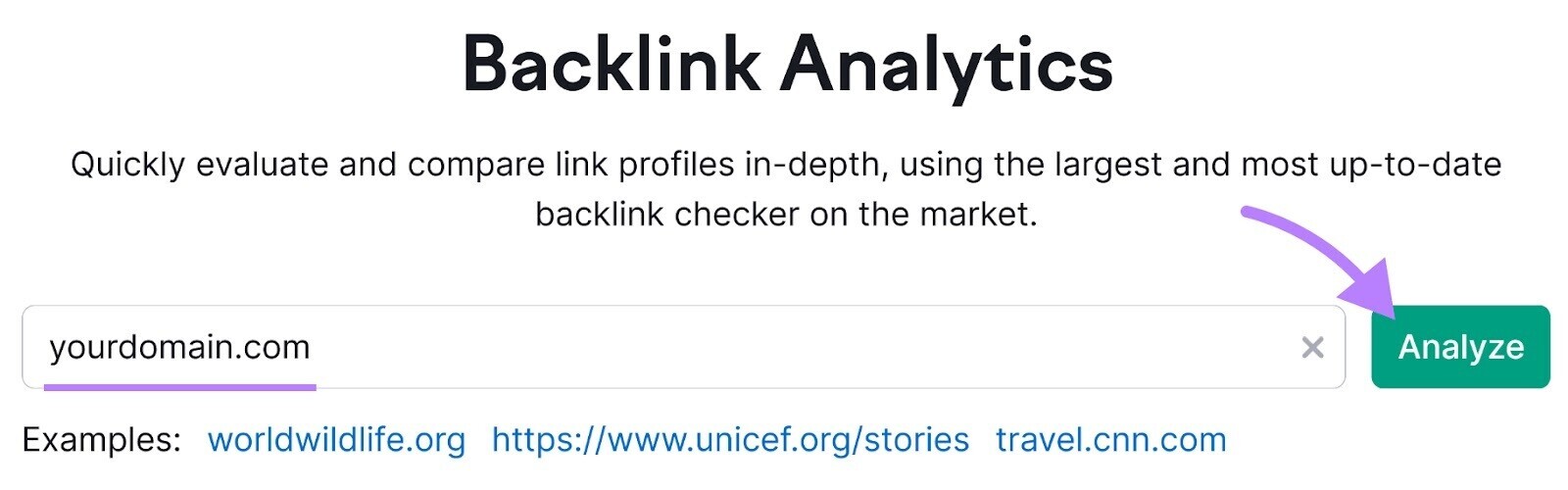 Backlink Analytics tool search bar