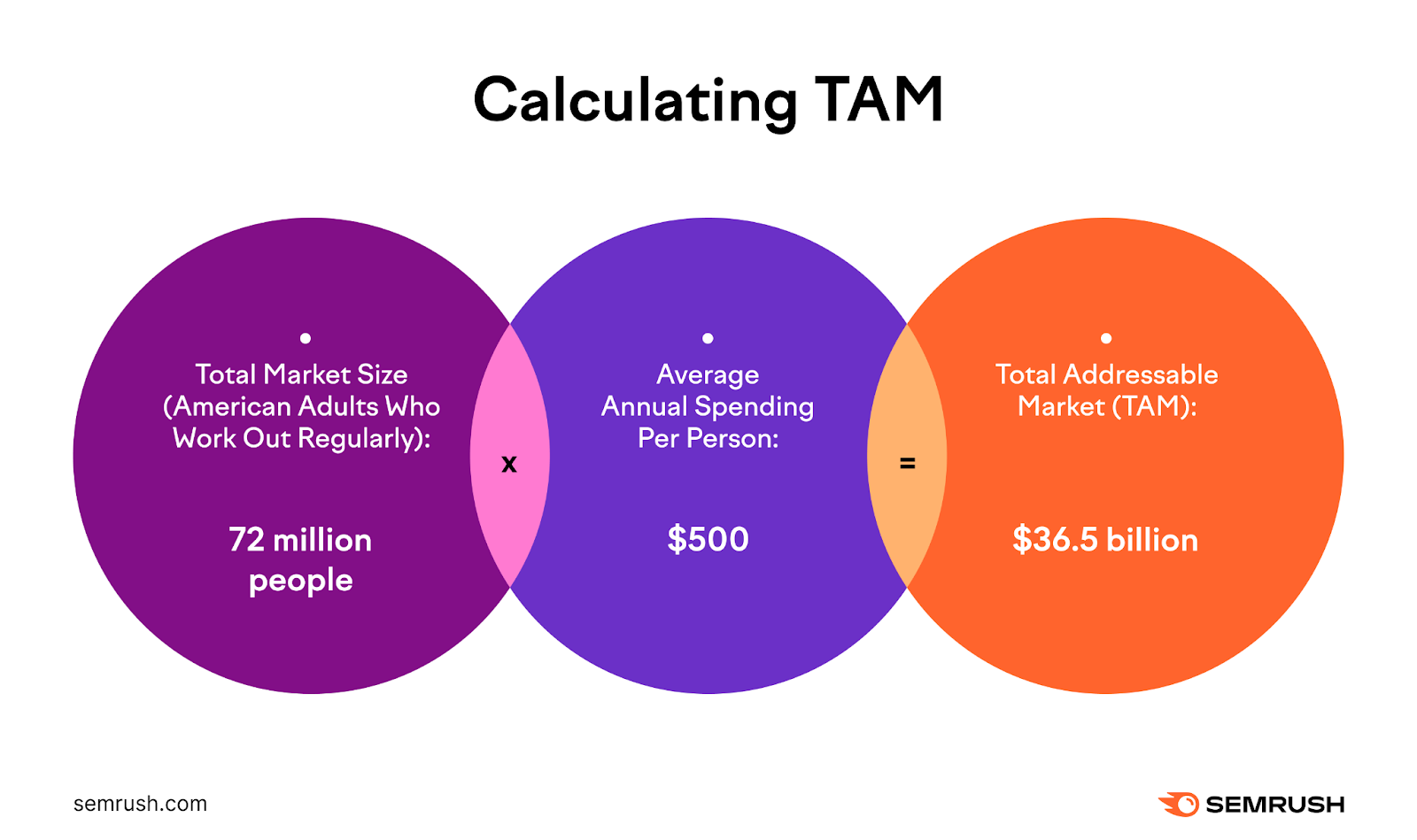 A visual showing how to calculate TAM with above example