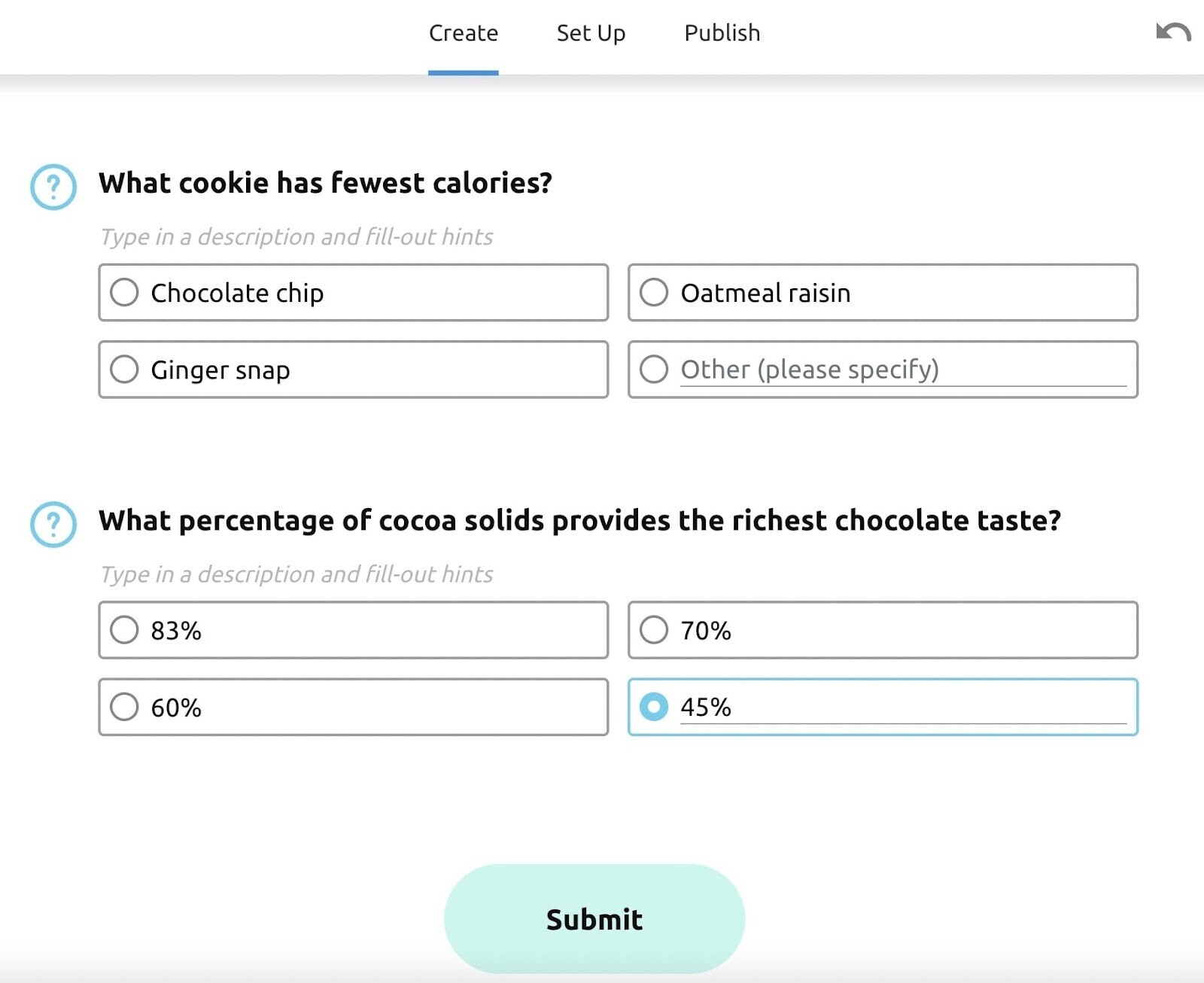 Creating a quiz with Lead Generation Forms