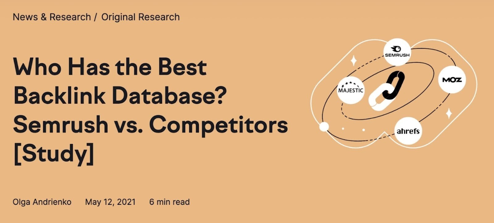 "Who Has the Best Backlink Database? Semrush vs. Competitors [Study]" blog title