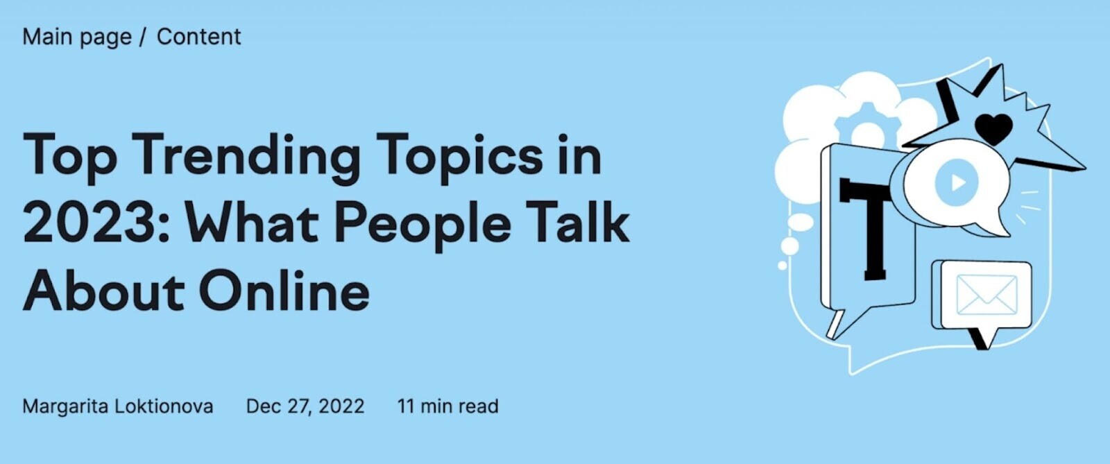 "Top Trending Topics in 2023: What People Talk About Online" blog title