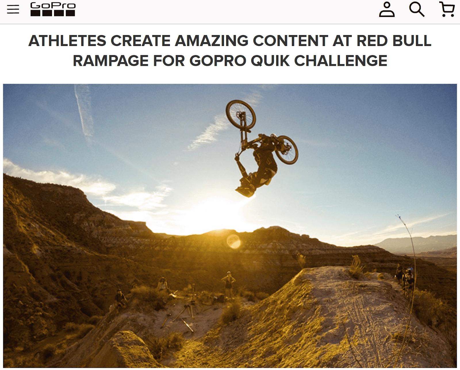 GoPro's article "Athletes create amazing content at Red Bull rampage for GoPro quick challenge"