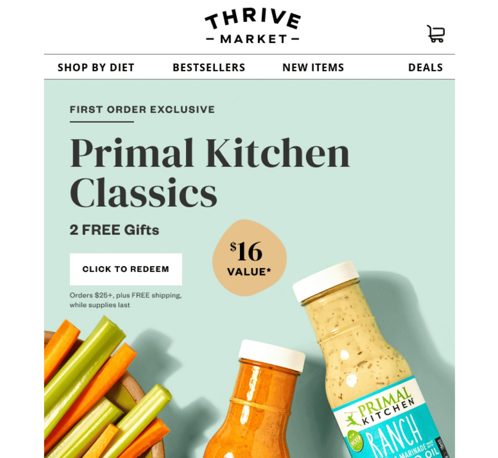 Thrive Market's email "Primal Kitchen Classics - 2 FREE gifts"