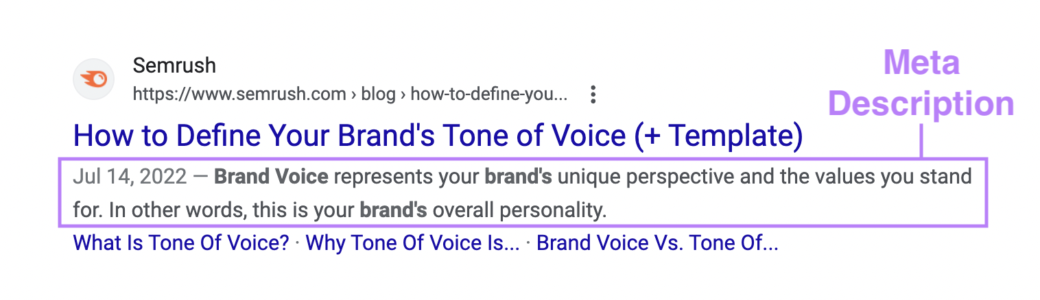 An example of meta description on Google SERP