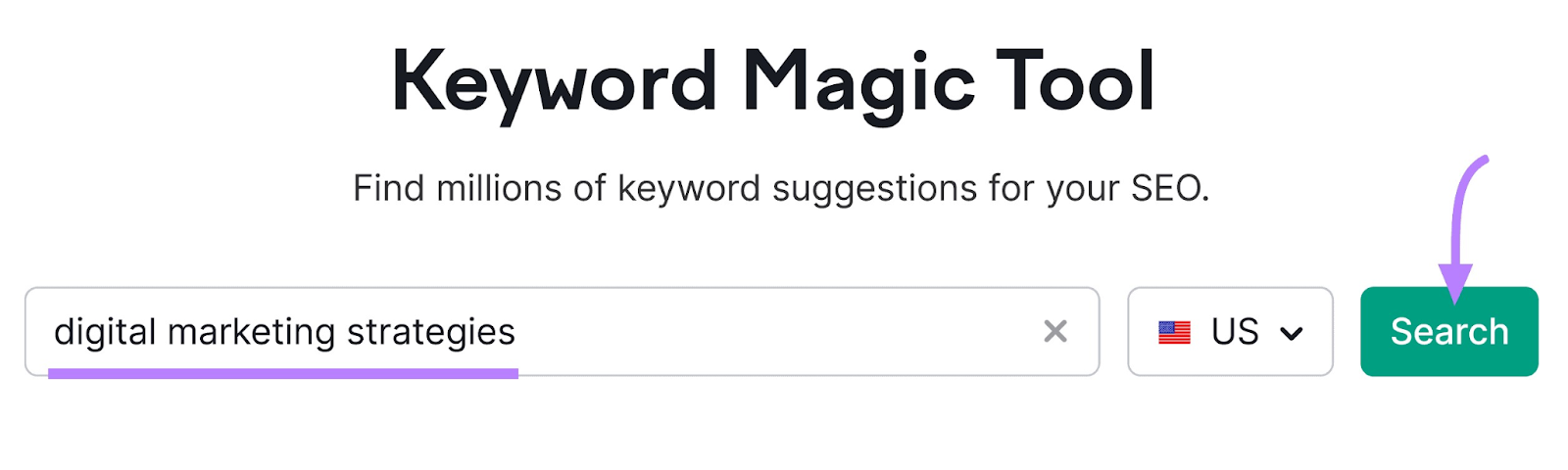 “digital marketing strategies” entered into Keyword Magic Tool search