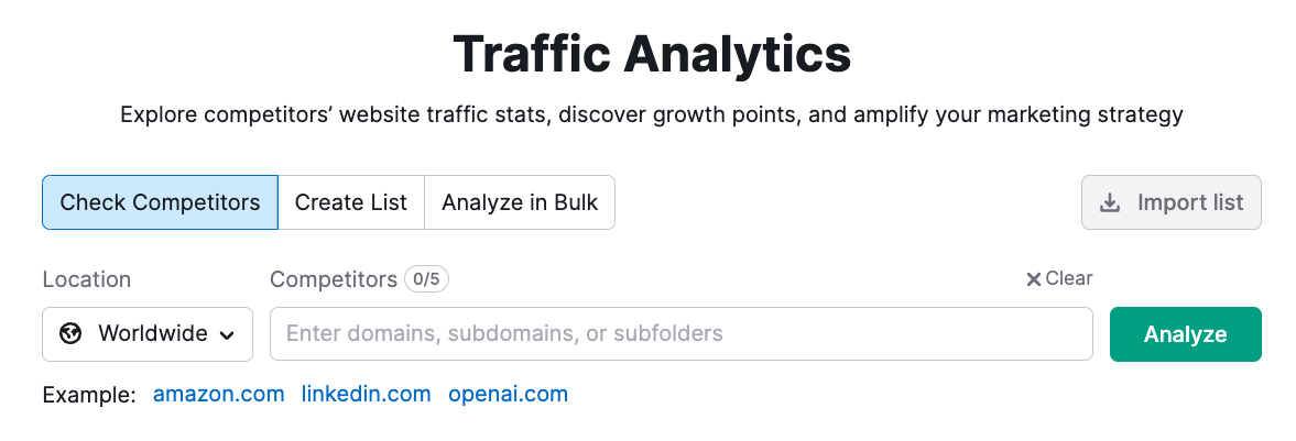 Traffic Analytics tool