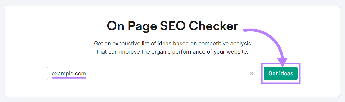 On Page SEO Checker search bar