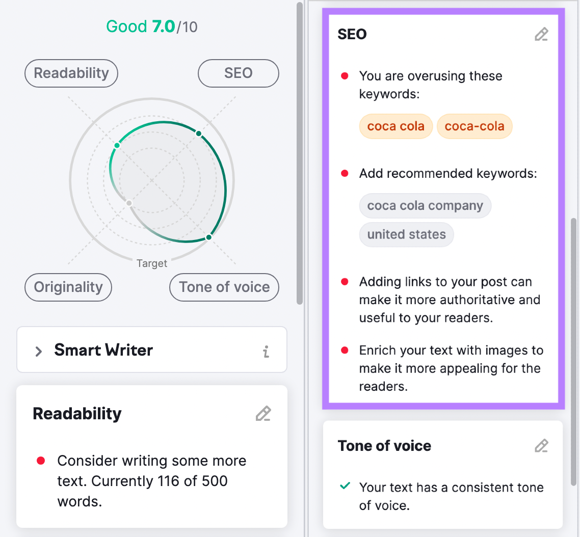 "SEO" section highlighted in the SEO Writing Assistant