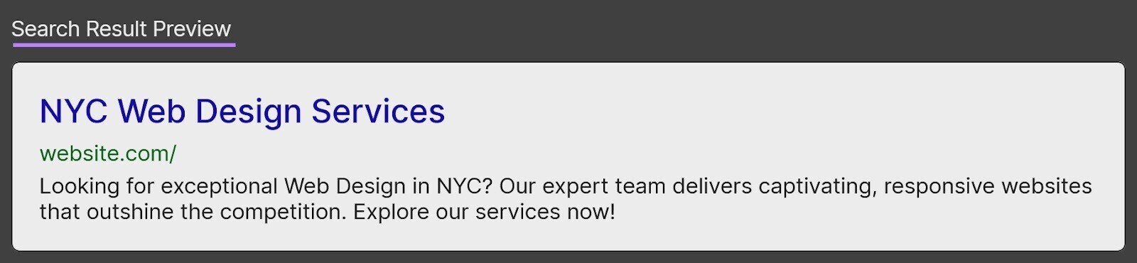 An example of Webflow's search result preview
