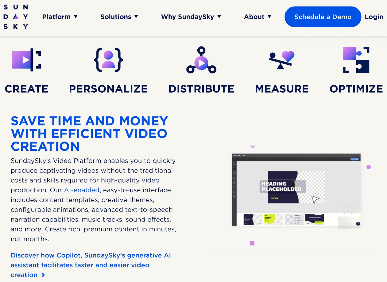 SundaySky’s video creation landing page