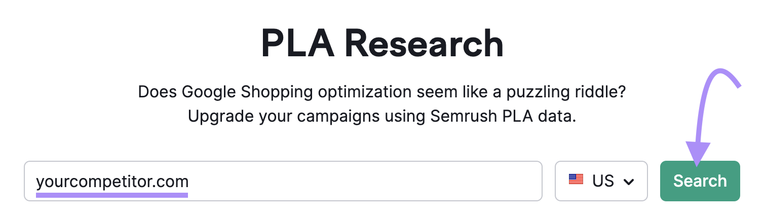 PLA Research tool search bar