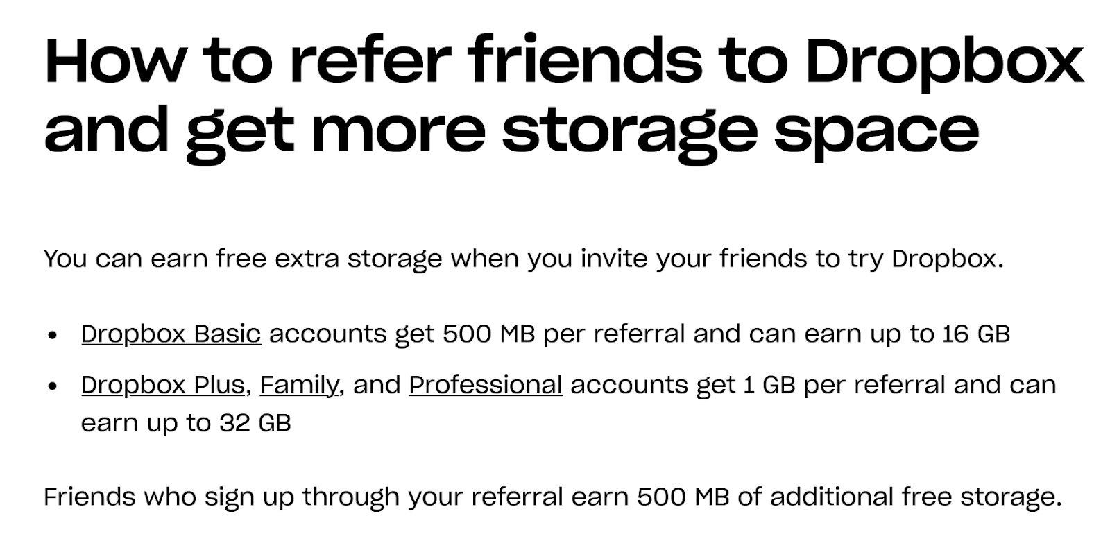 "How to refer friends to Dropbox and get more storage space"