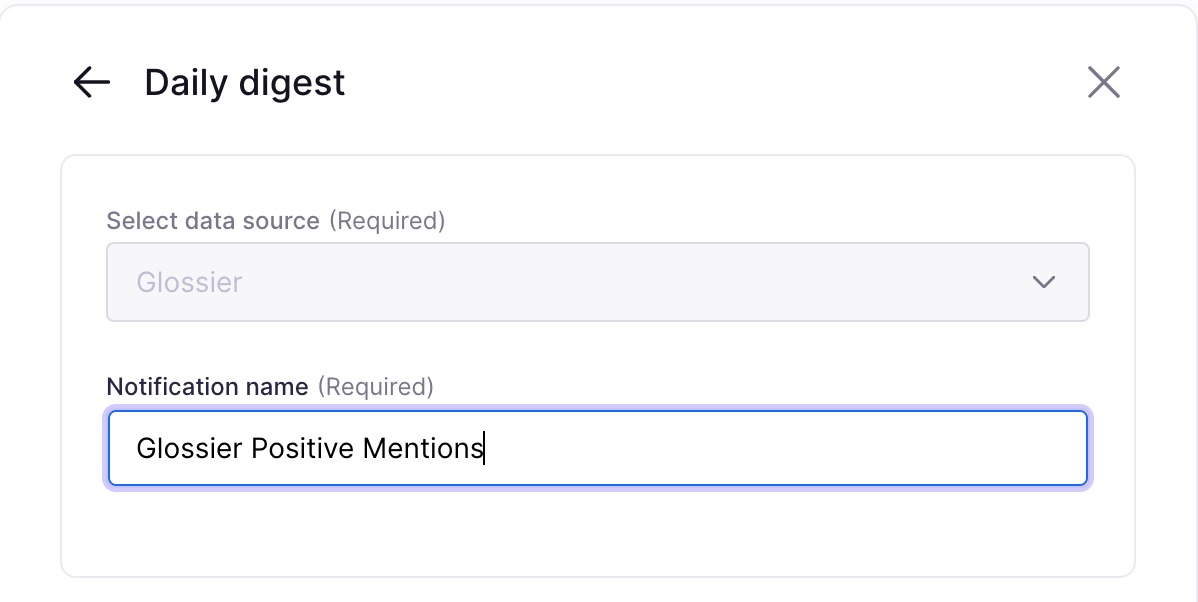 "Daily digest" notifications named "Glossier Positive Mentions"