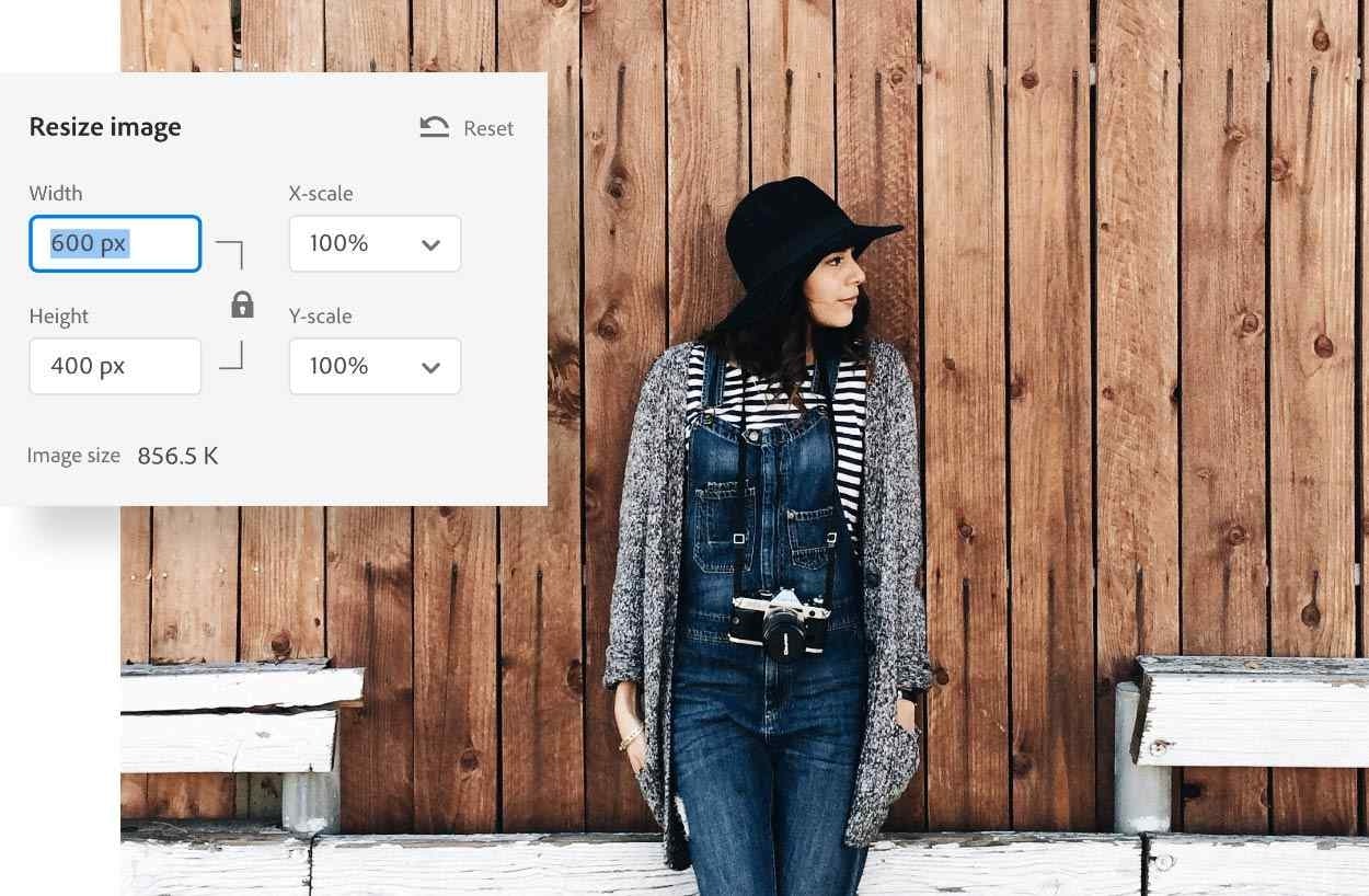 An image from Adobe's site showing resizing an image feature