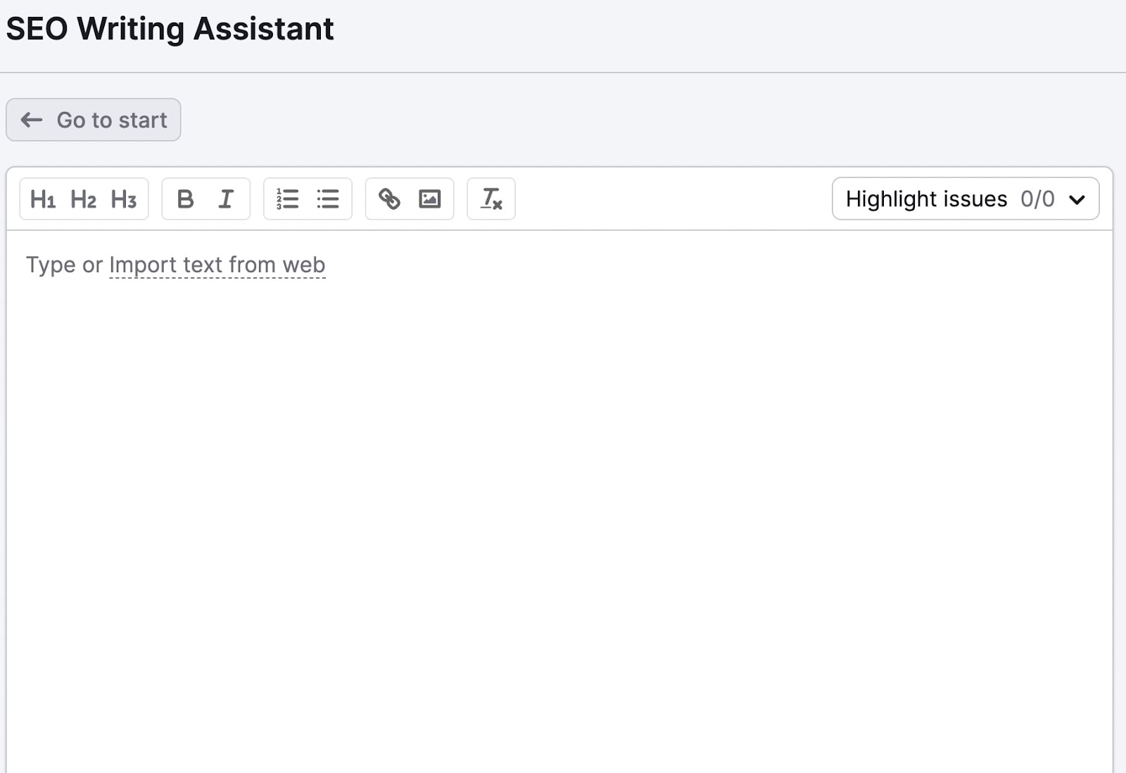 SEO Writing Assistant blank screen editor