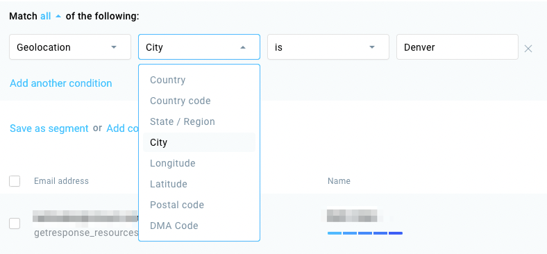 Creating an email list segments