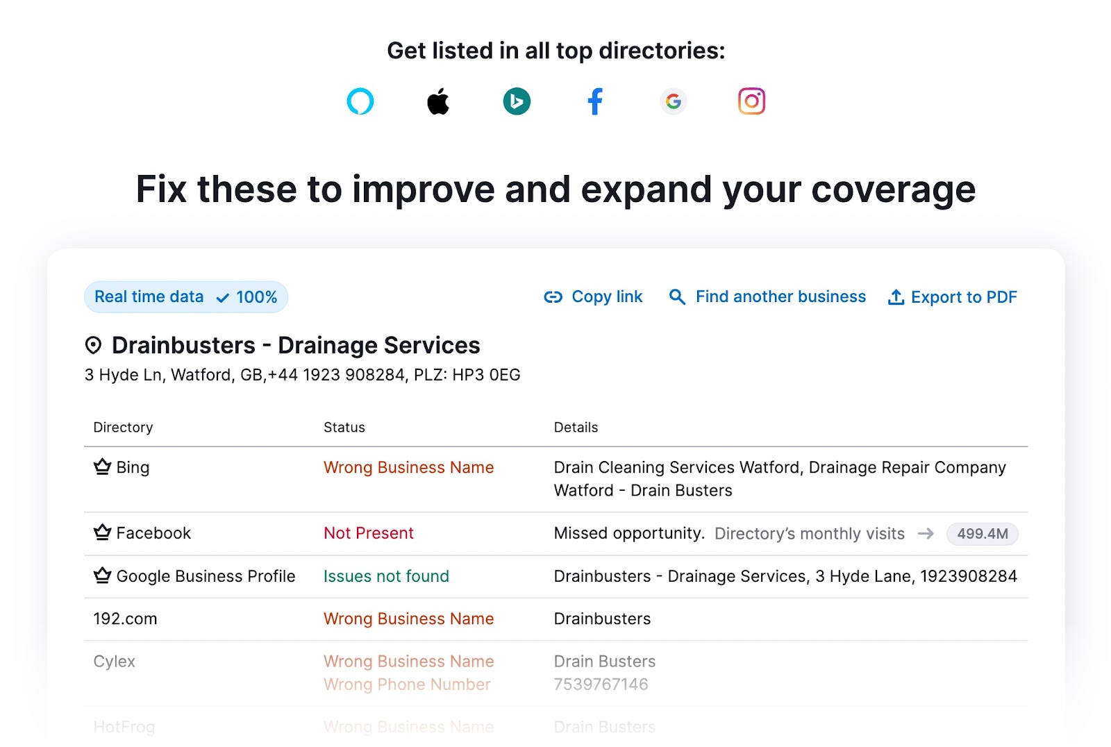 Results for "Drainbusters - Drainage Services" in Listing Management tool