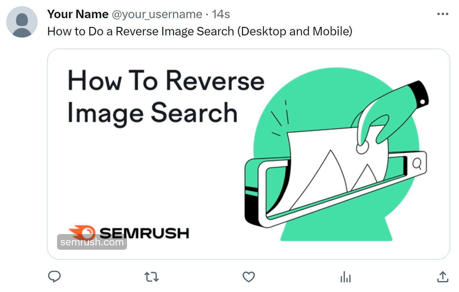 Semrush's article on "How To Reverse Image Search" appearing on X (formerly Twitter)