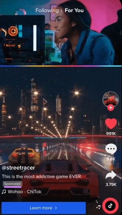 A TikTok ad from @streetracer