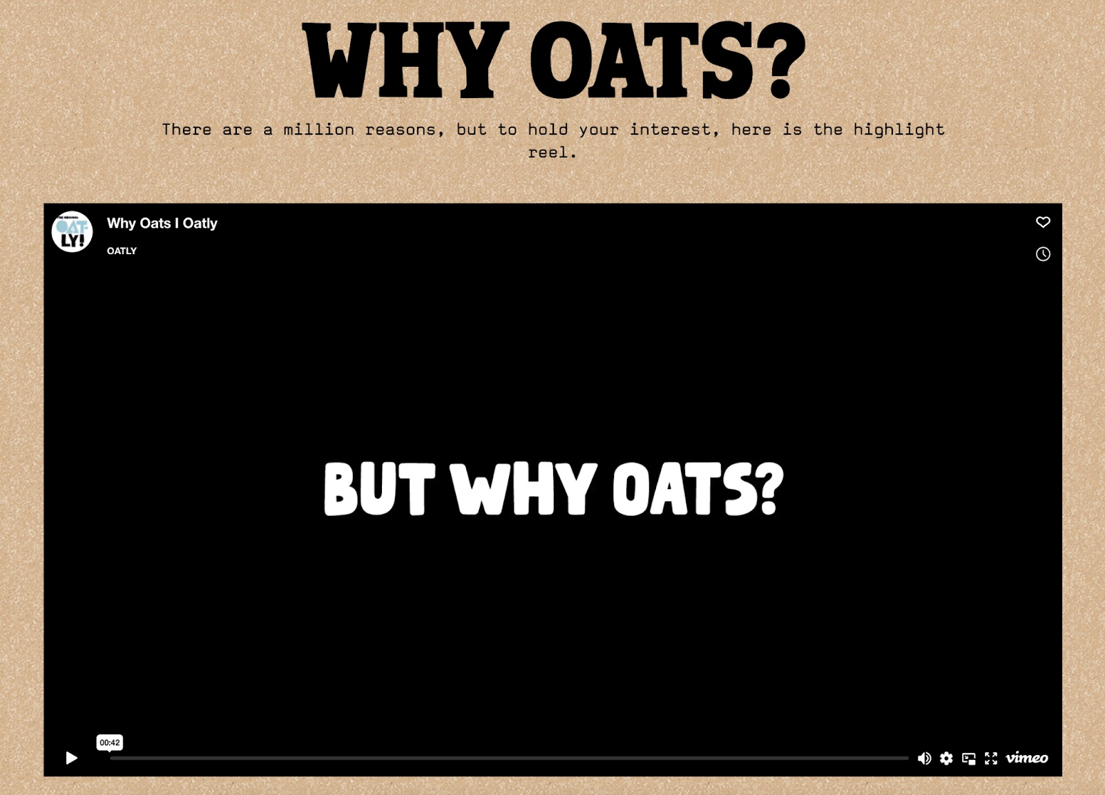 Oatly's “Why Oats?” section of the site