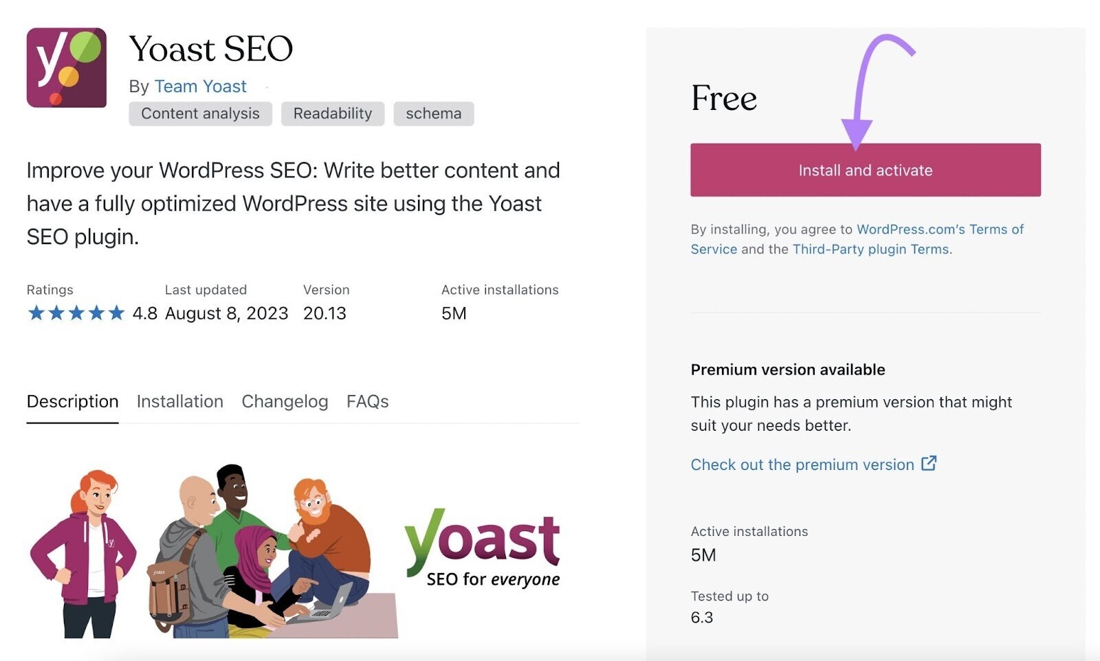 YoastSEO plugin install page